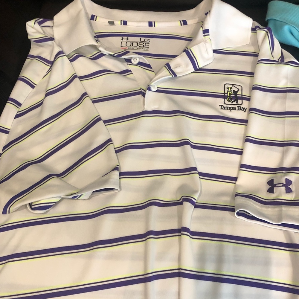 2 men’s Lg shirts, Vanhuesen, Tampa Bay TPC Under Armor.
